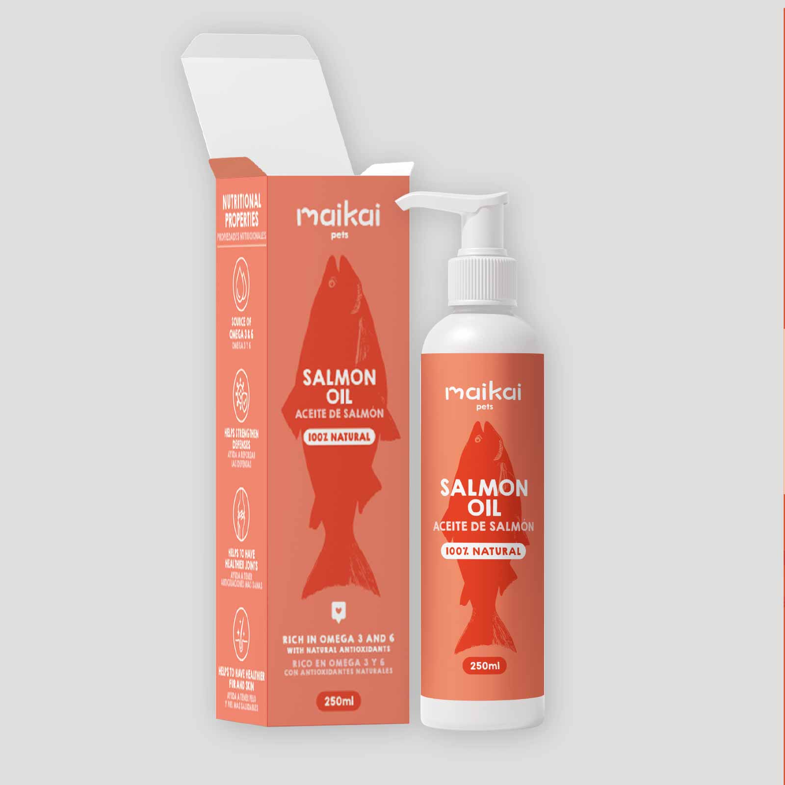 Aceite de salmón de 500 ml para perros.