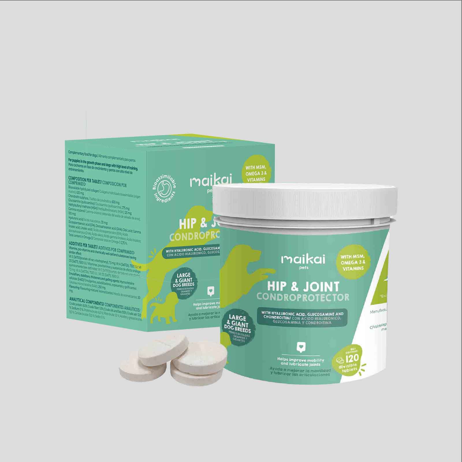 Suplemento para articulaciones de perros grandes, apoyo natural para movilidad y salud articular, ideal para mantener huesos y articulaciones fuertes