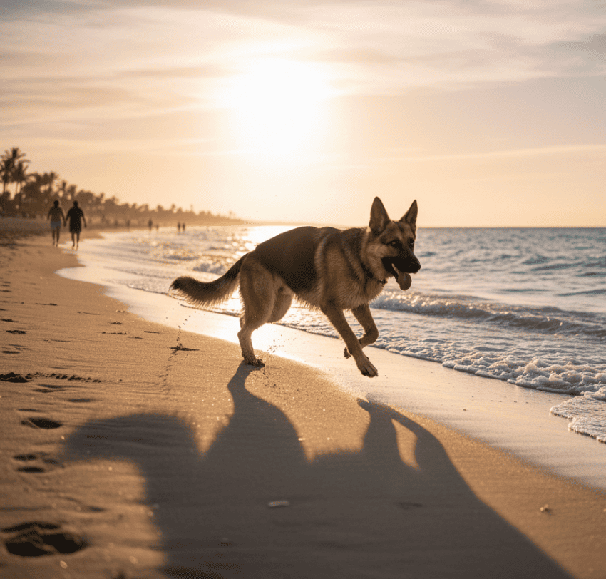 Perro grande tomando el condroprotector natural de Maikai Pets, un suplemento que ayuda a mantener sus articulaciones fuertes y su movilidad saludable.