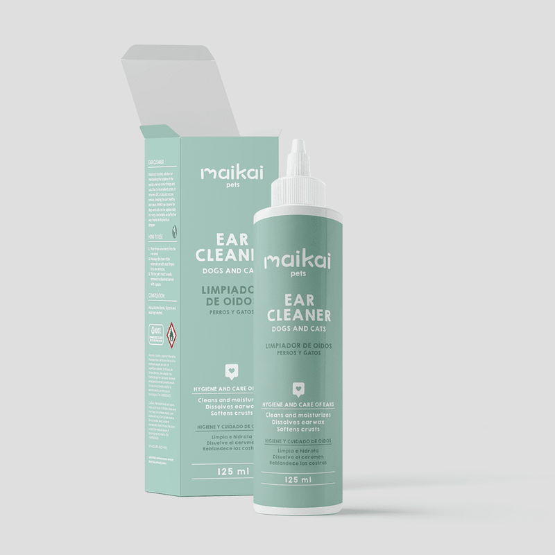 Limpiador de oídos Maikai Pets para perros y gatos, producto natural que ayuda a mantener los oídos limpios, saludables y libres de suciedad y mal olor.
