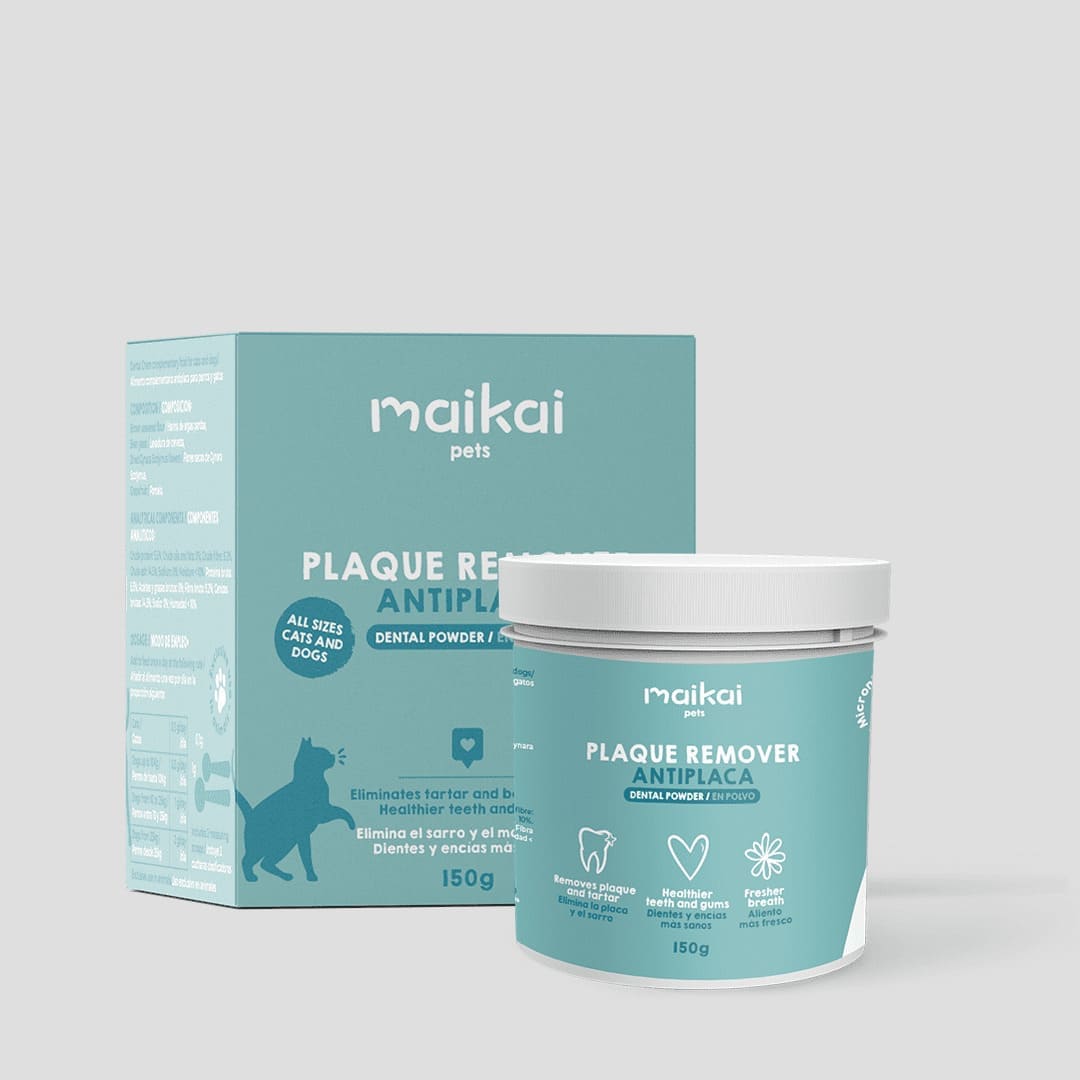 Plaque Remover PlaqueOff Maikai Pets para perros y gatos, producto natural para la higiene dental, ayuda a reducir el sarro y mantener dientes y encías saludables.