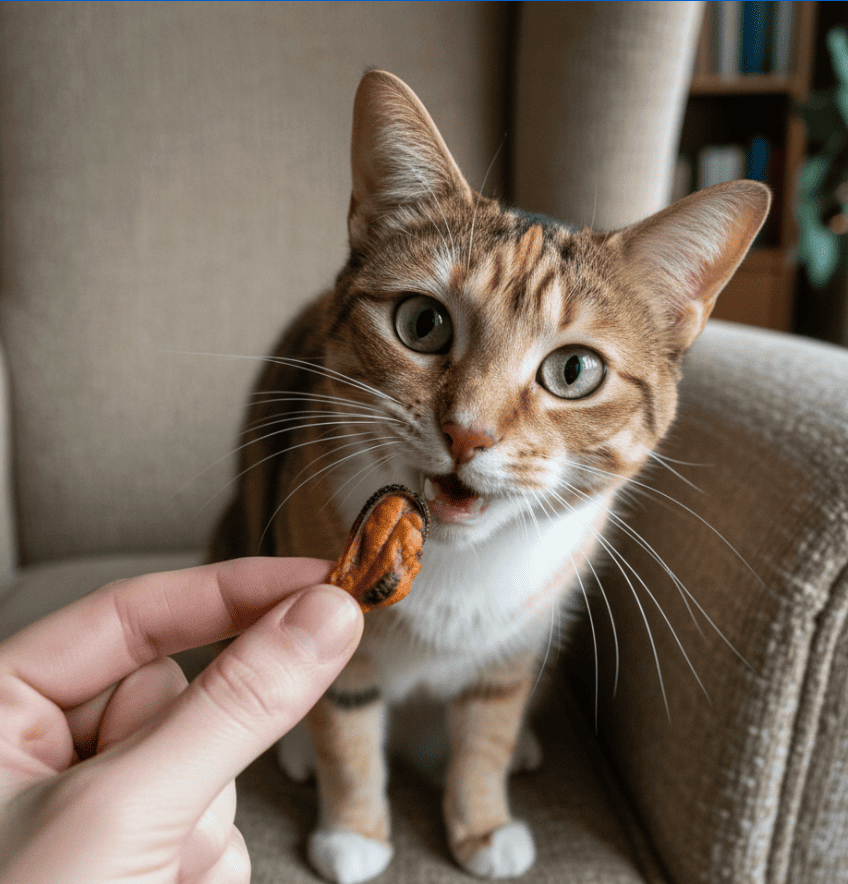 Mejillones de labio verde para gatos de Maikai Pets, un snack natural rico en Omega 3 y nutrientes que favorece las articulaciones y el sistema inmunitario.