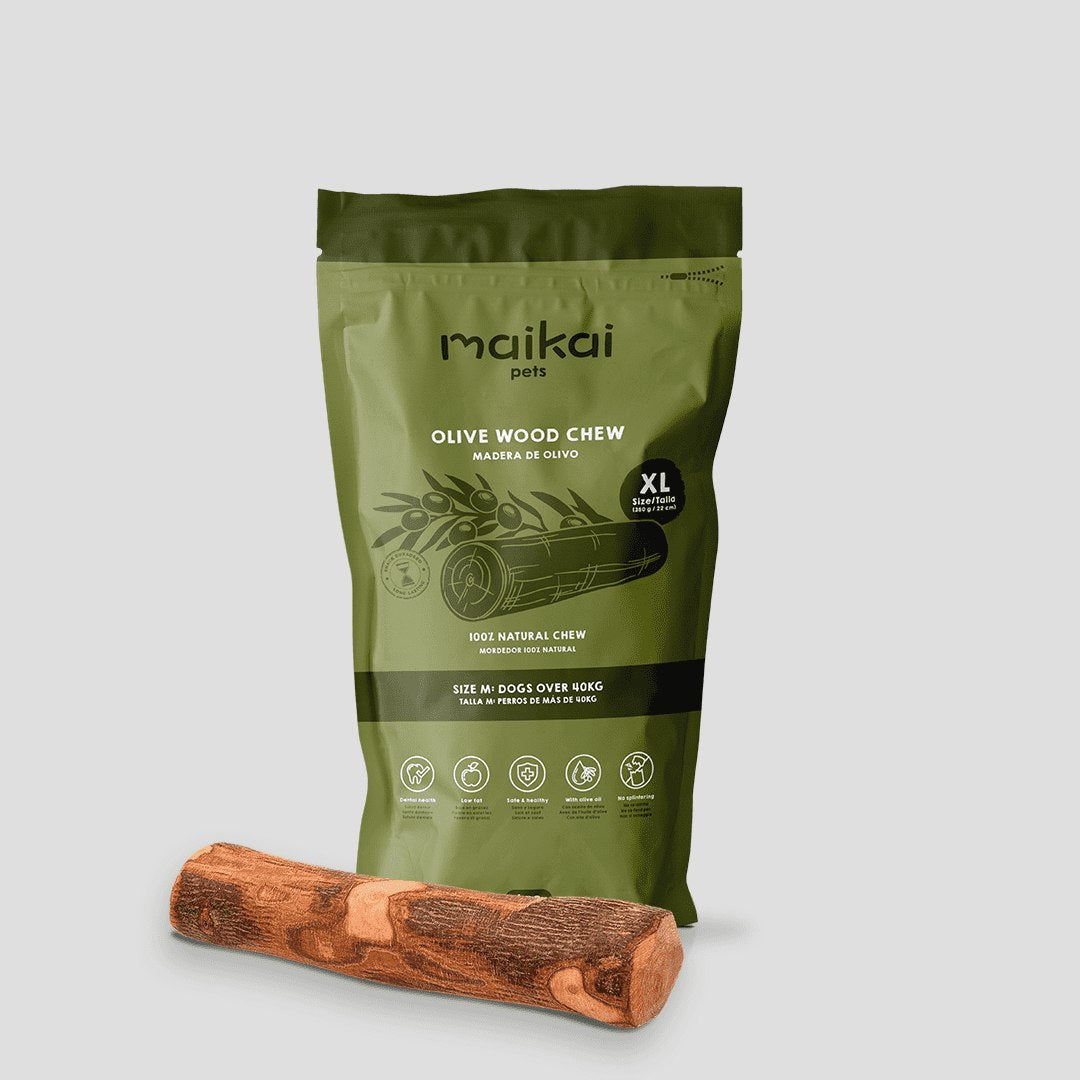 Mordedor de palo de olivo natural para perros extra grandes, juguete resistente y ecológico ideal para fortalecer dientes y encías