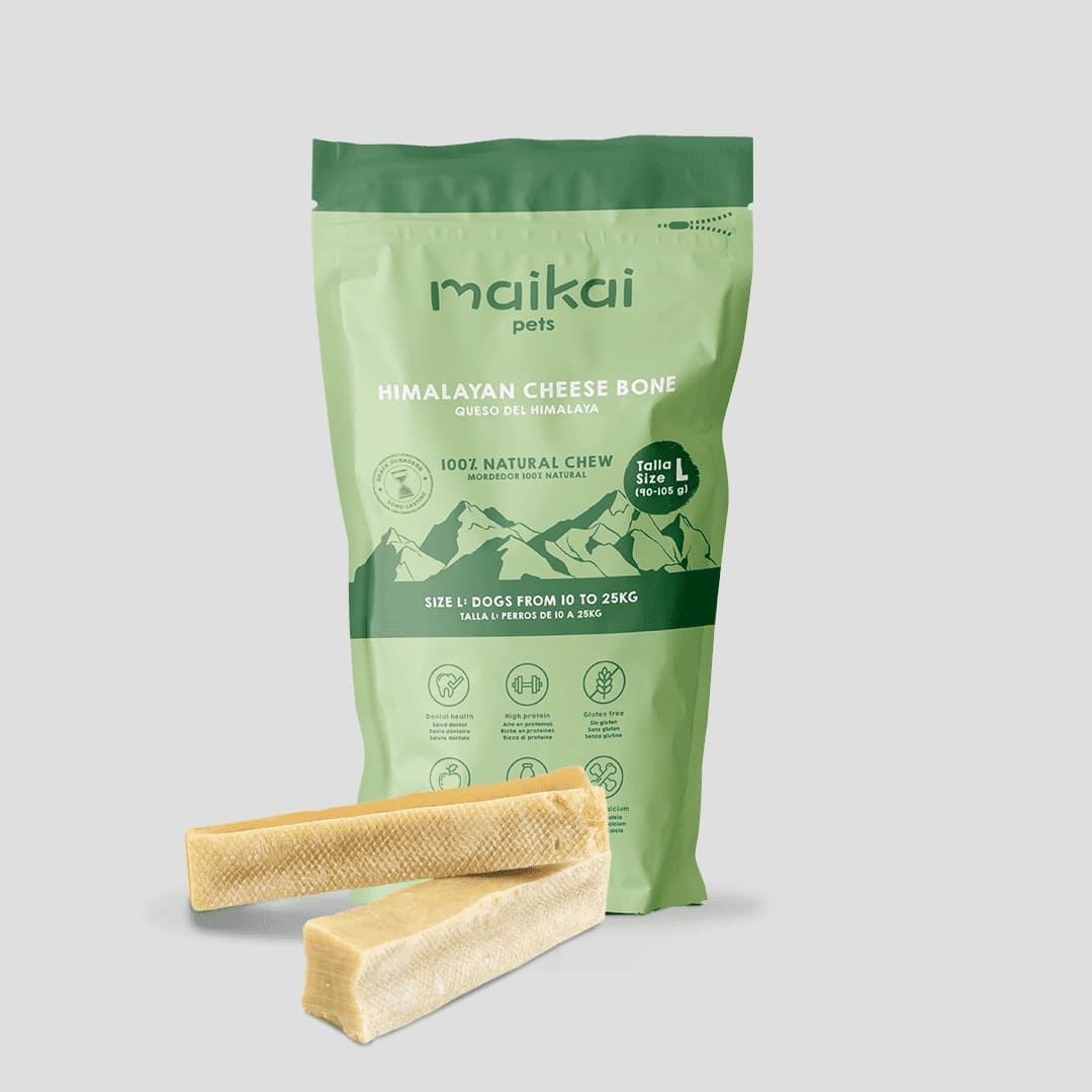 Mordedor de queso de yak para perros tamaño L – pack de 2 unidades, snack natural duradero que fortalece la dentadura y entretiene a tu mascota