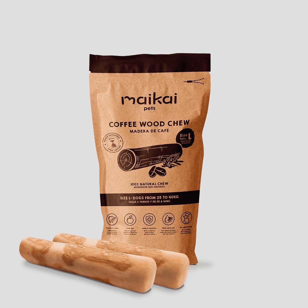 Palo de café mordedor natural para perros grandes, pack de 2 unidades ecológicas y duraderas, ideal para masticación saludable y cuidado dental.