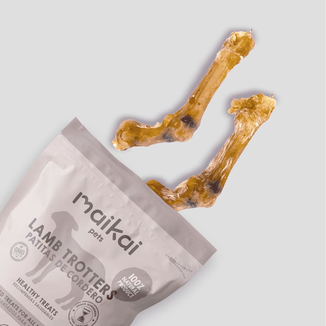 Patitas de cordero Maikai Pets para perros, snack natural y duradero, rico en proteínas, ideal para mantener dientes y encías saludables mientras tu perro disfruta de un premio sabroso.