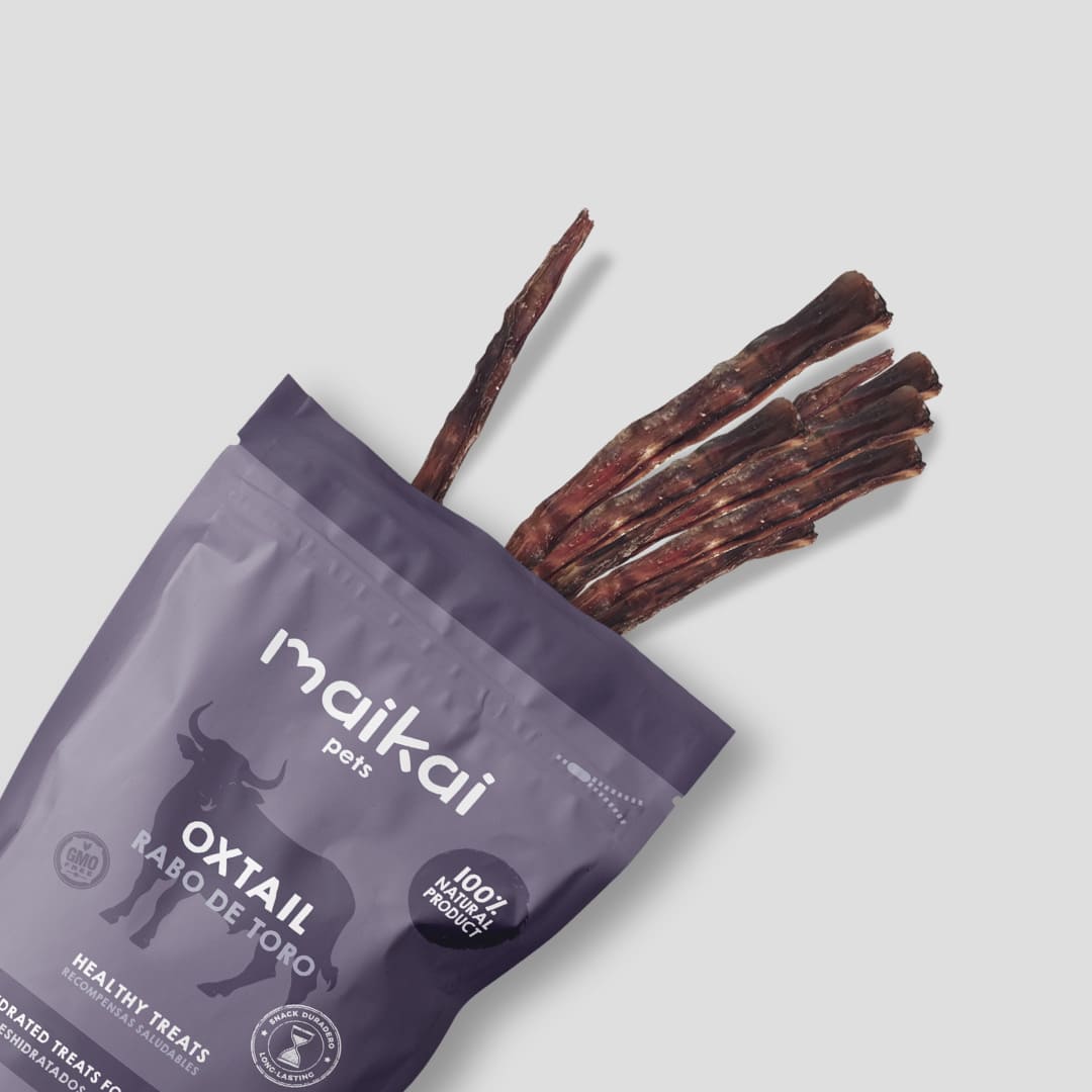 Rabo de toro Maikai Pets para perros, snack natural y duradero, rico en proteínas, que ayuda a mantener dientes y encías saludables mientras tu perro disfruta de un premio sabroso.