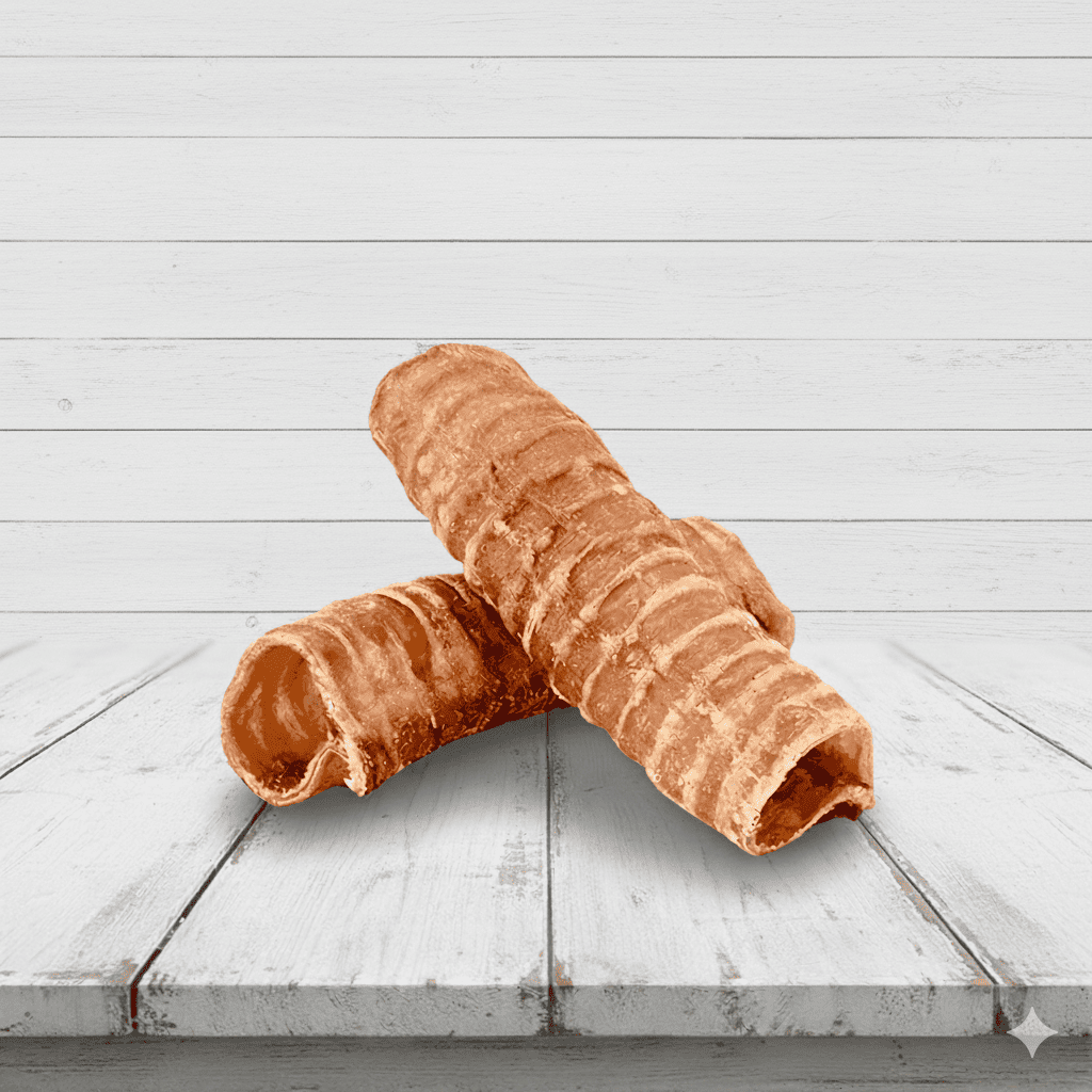 Snack natural de tráquea de vaca para perros, saludable y duradero, rico en proteínas, ideal para masticar y fortalecer dientes y encías.