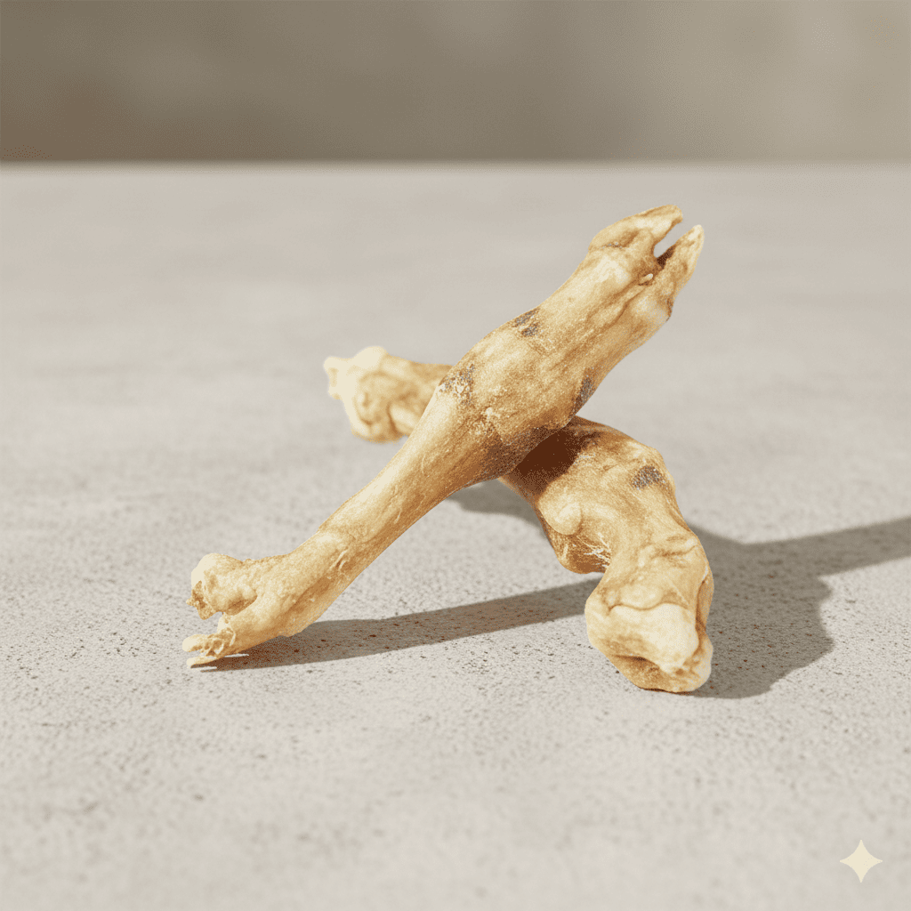 Snacks naturales de patitas de cordero para perros, premio saludable y duradero que fomenta la masticación, fortalece dientes y encías, y mantiene entretenidas a las mascotas.