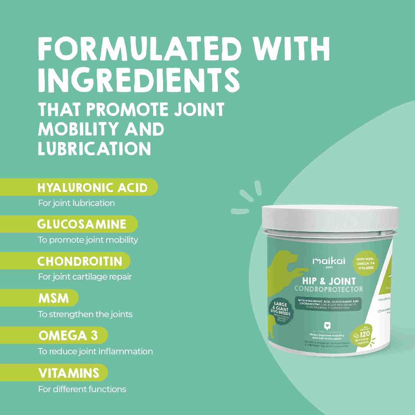 Joint and arthritis support for large breed dogs