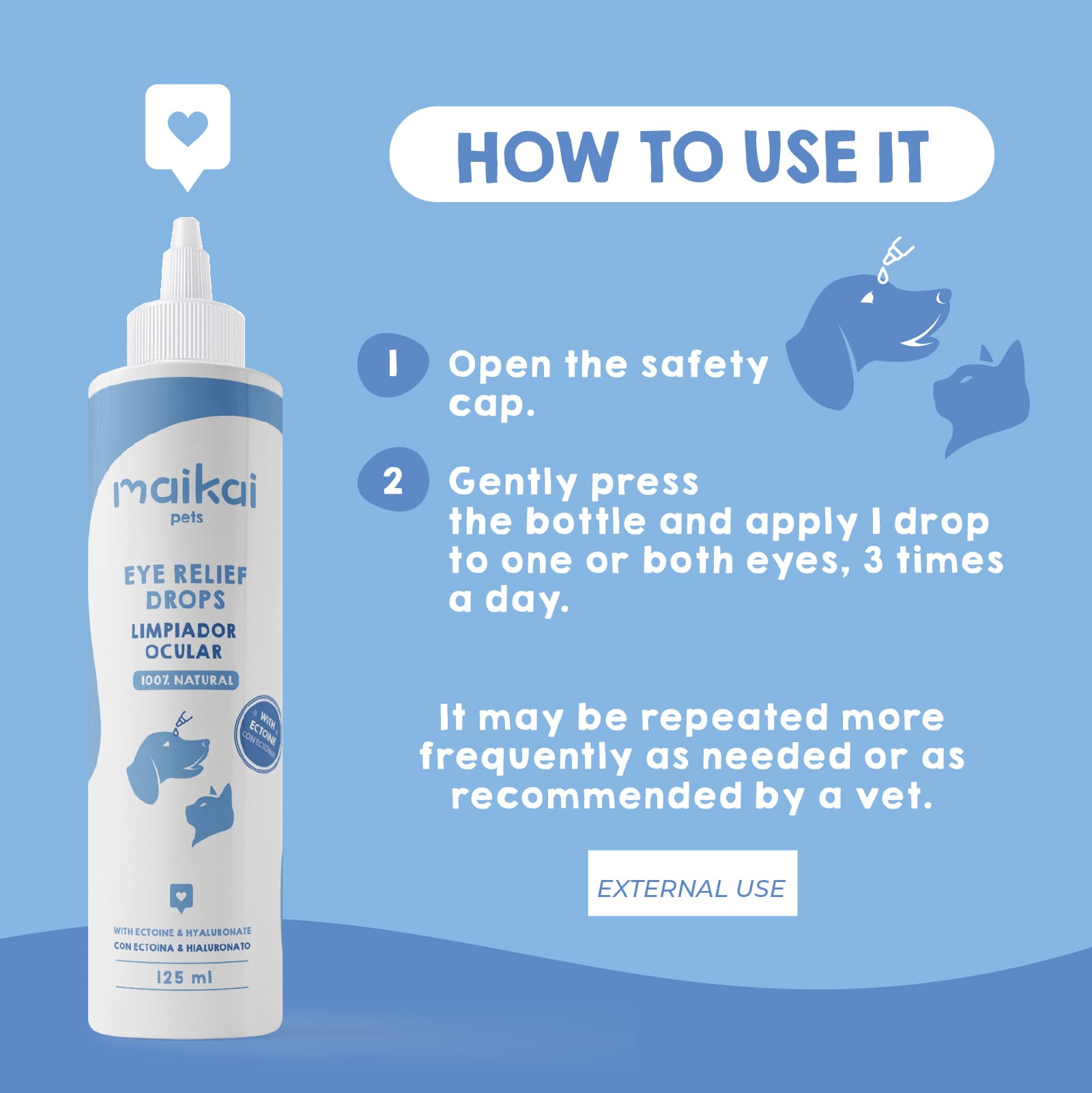 How to use Maikai Pets eye cleaner drops for dogs and cats.