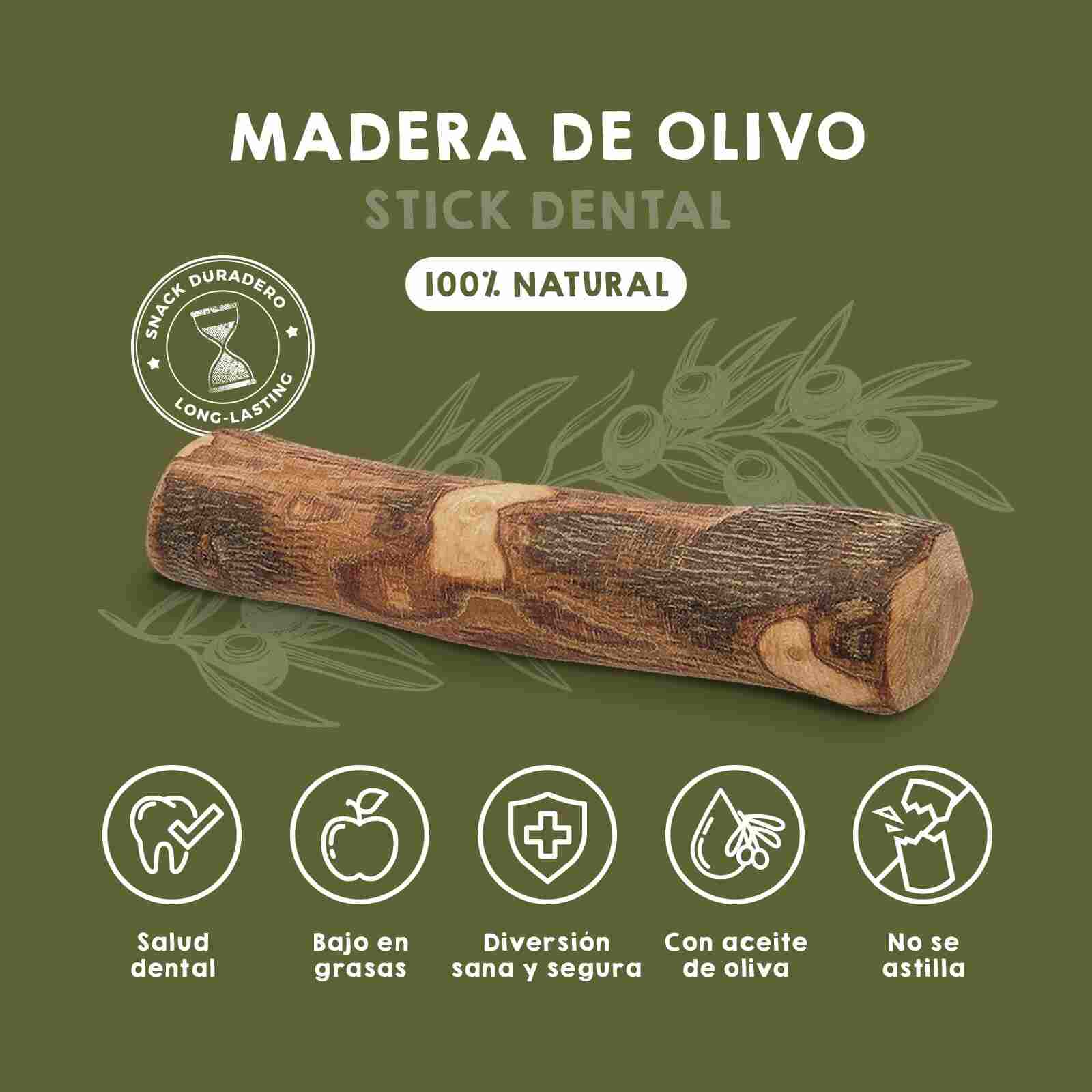 Mordedores de palo de olivo natural para perros de todos los tamaños, juguetes ecológicos y duraderos para una masticación saludable.