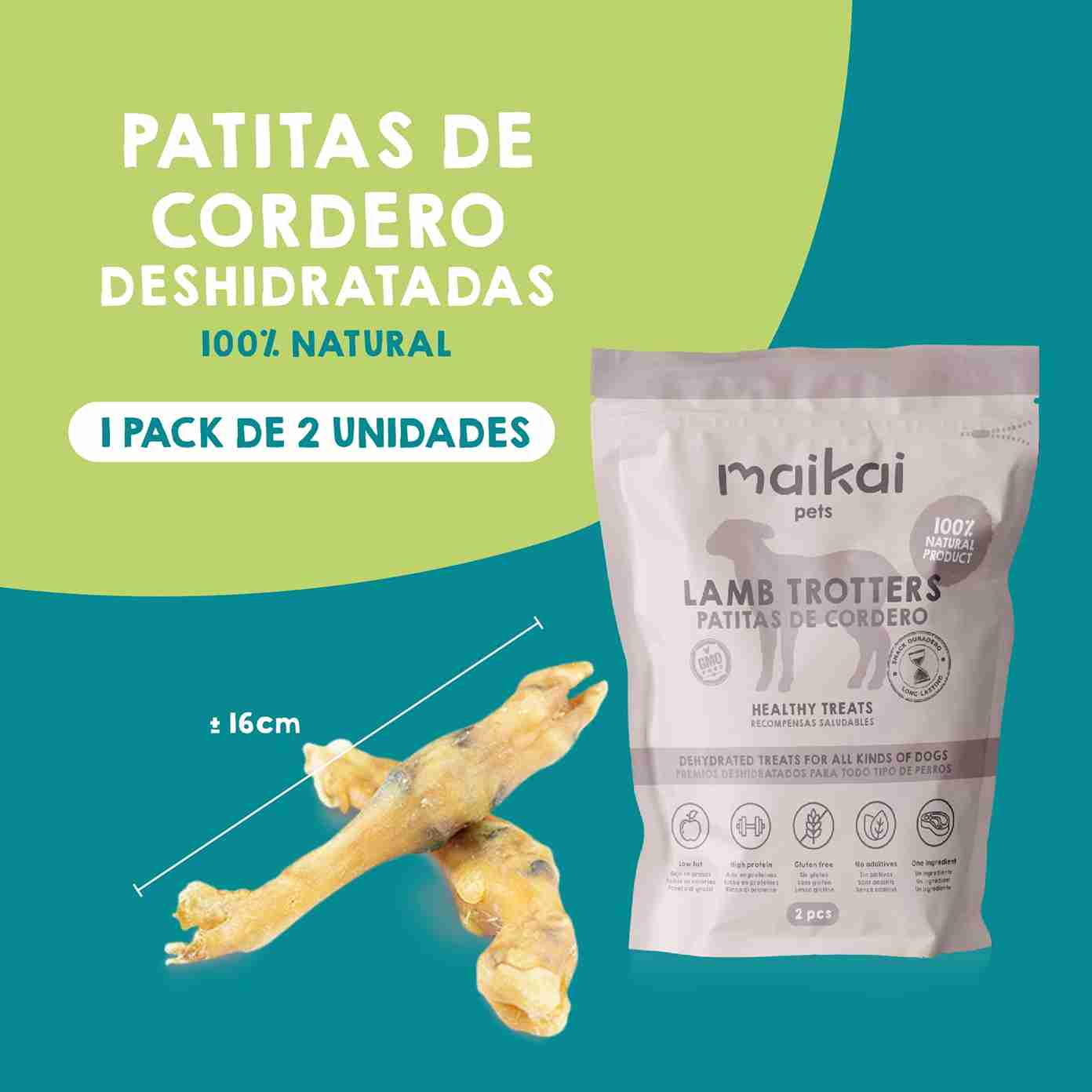 Pack de patitas de cordero deshidratadas para perros – snack natural y nutritivo que entretiene y cuida la salud de tu mascota