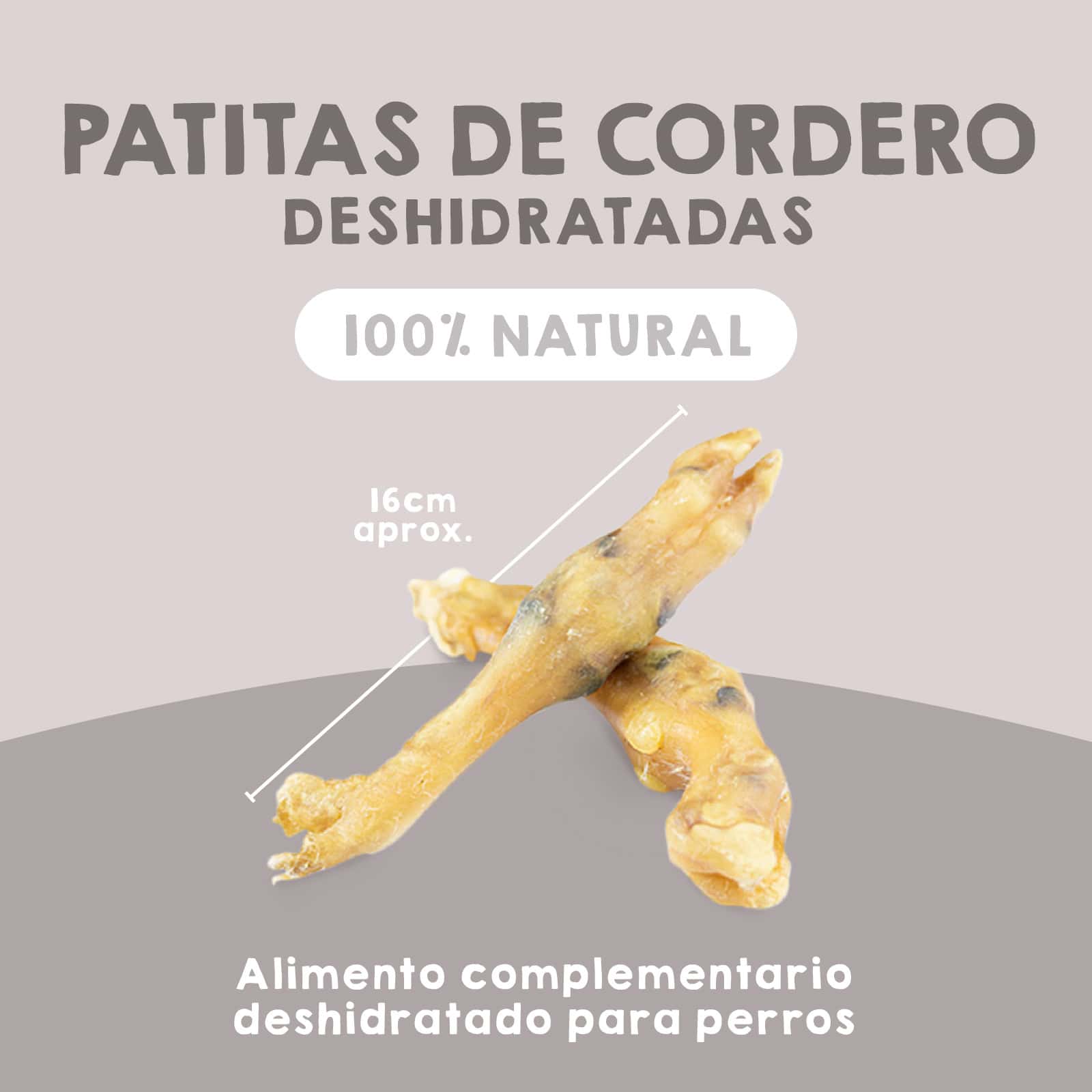 Patitas de cordero deshidratadas Maikai Pets para perros, snack natural y duradero, rico en proteínas, perfecto para mantener dientes y encías saludables mientras tu perro se entretiene.