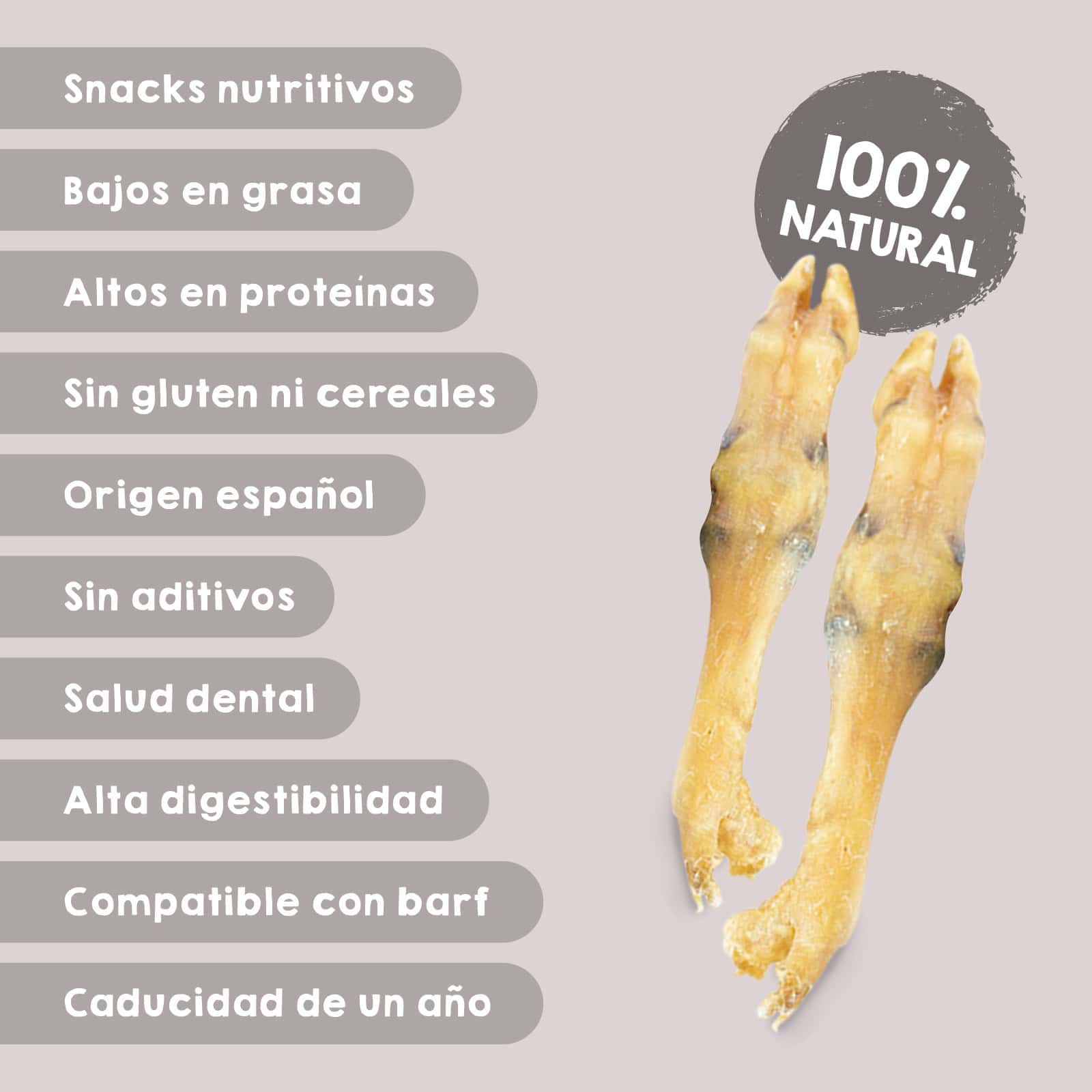 Snacks de patitas de cordero deshidratadas Maikai Pets para perros, 100% naturales, ricos en proteínas y duraderos, ideales para cuidar dientes y encías mientras tu mascota se divierte.