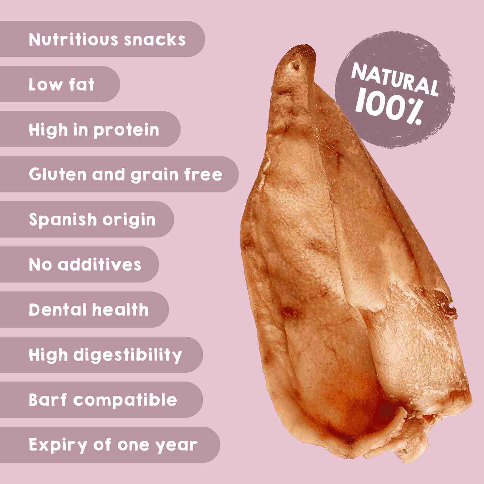 Premios naturales de orejas de cerdo para perros