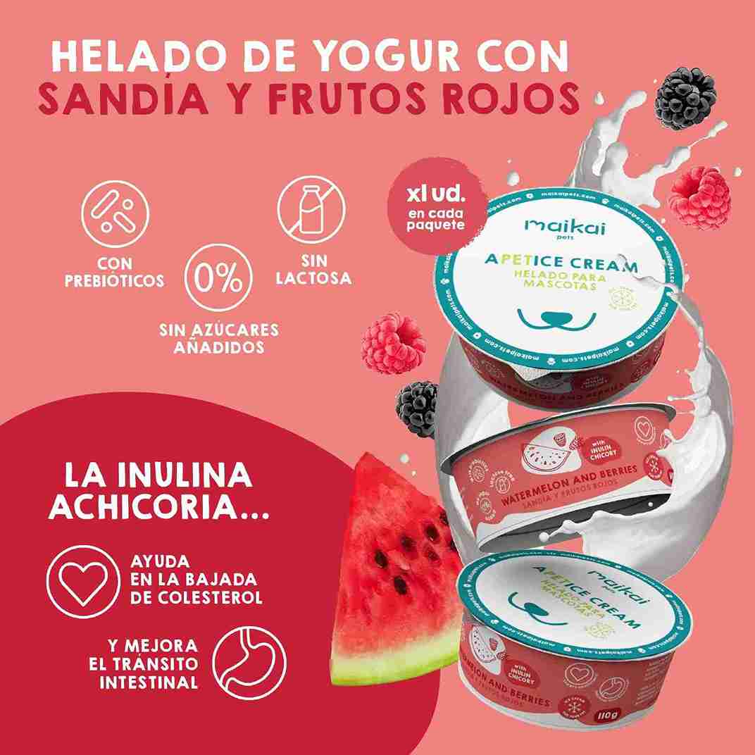 Yogur helado de sandía y frutos rojos para perros y gatos, snack natural, refrescante y saludable para mascotas