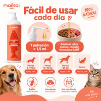 Cómo dar aceite de salmón a tu perro o gato mezclado con su comida