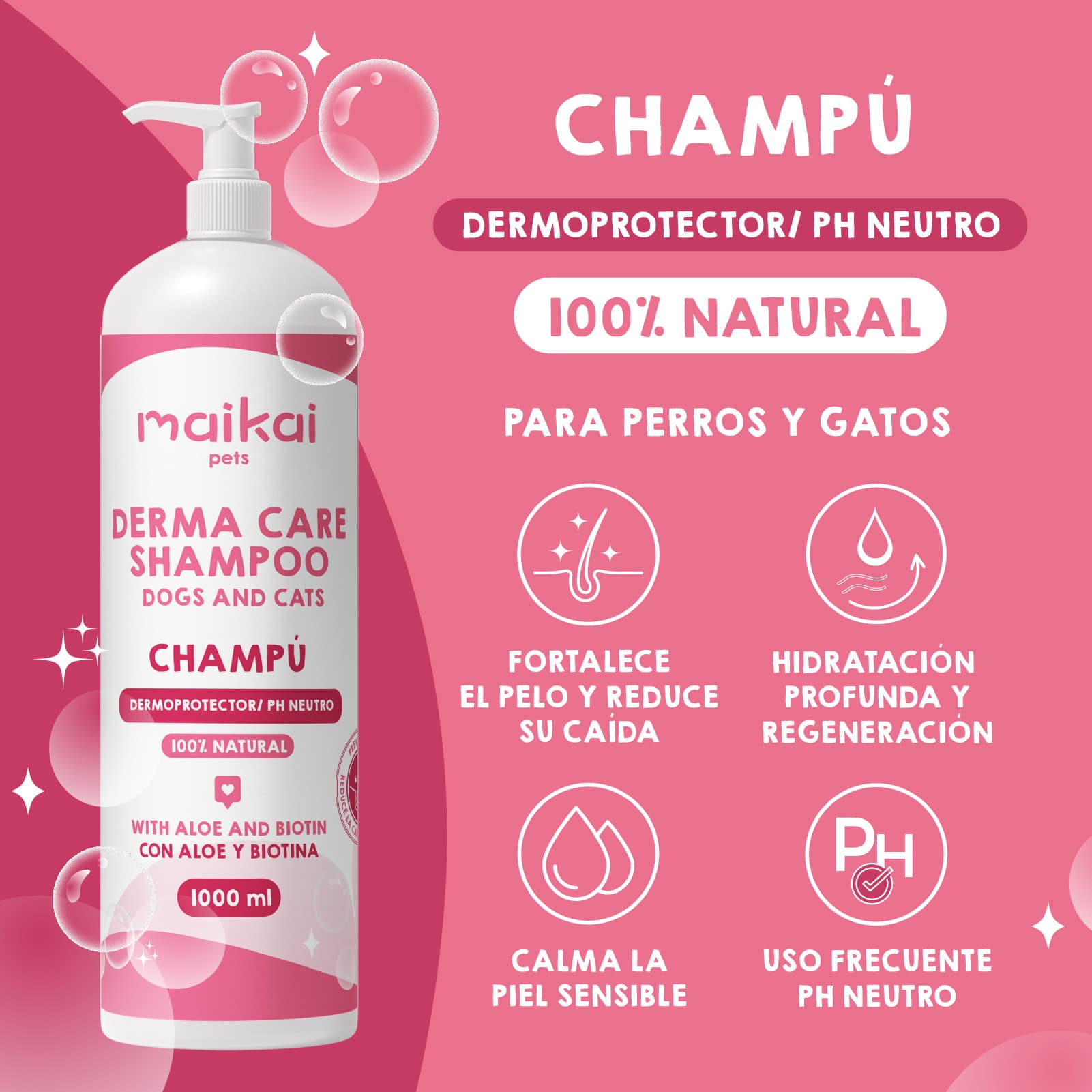 Beneficios del champú dermoprotector para perros y gatos.