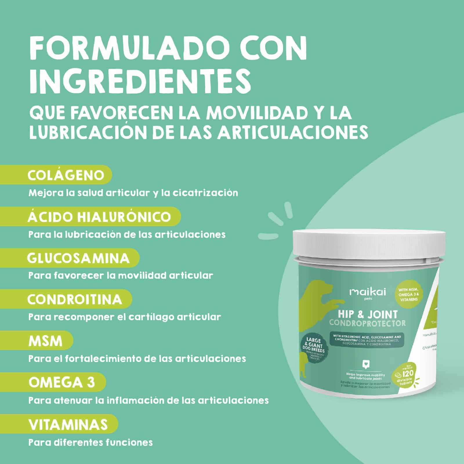 Pastillas de condroprotectores para perros, suplemento natural para mantener la salud articular y la movilidad