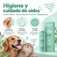 Limpiador de oídos para perros y gatos: limpia, hidrata y cuida la higiene del oído