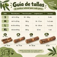 Guía de tallas del palo de olivo para perros según su tamaño