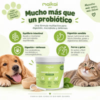 Perro con el probiótico natural Maikai Pets, apoyo diario a su digestión