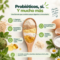 Fórmula con probióticos, nucleótidos, inmunoglobulinas y nutrientes funcionales