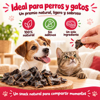 Higaditos de ternera deshidratados, premio natural ideal para perros y gatos