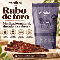 Rabo de toro deshidratado para perros: masticación natural, duradera y sabrosa
