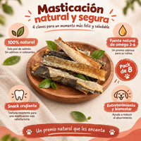 Rollitos de piel de salmón, masticación natural y segura para perros y gatos