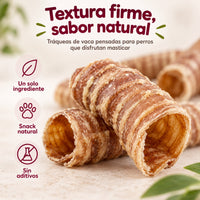 Tráqueas de ternera deshidratadas de textura firme y sabor natural