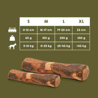 Juguete natural de palo de olivo para perros, ecológico y seguro para satisfacer el instinto de masticar y cuidar sus dientes.