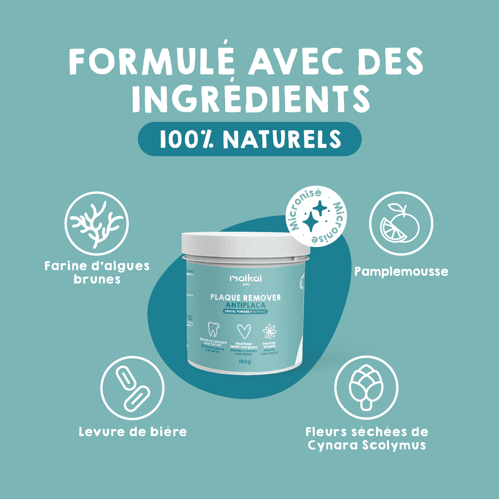 Antitartre naturel pour chiens, éliminateur de plaque dentaire