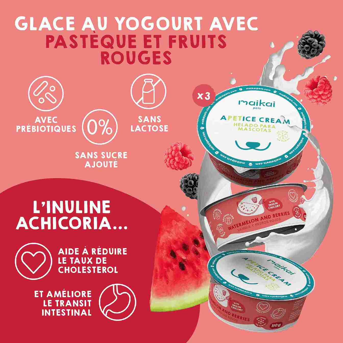 Glaces rafraîchissantes avec probiotiques pour la digestion des chiens