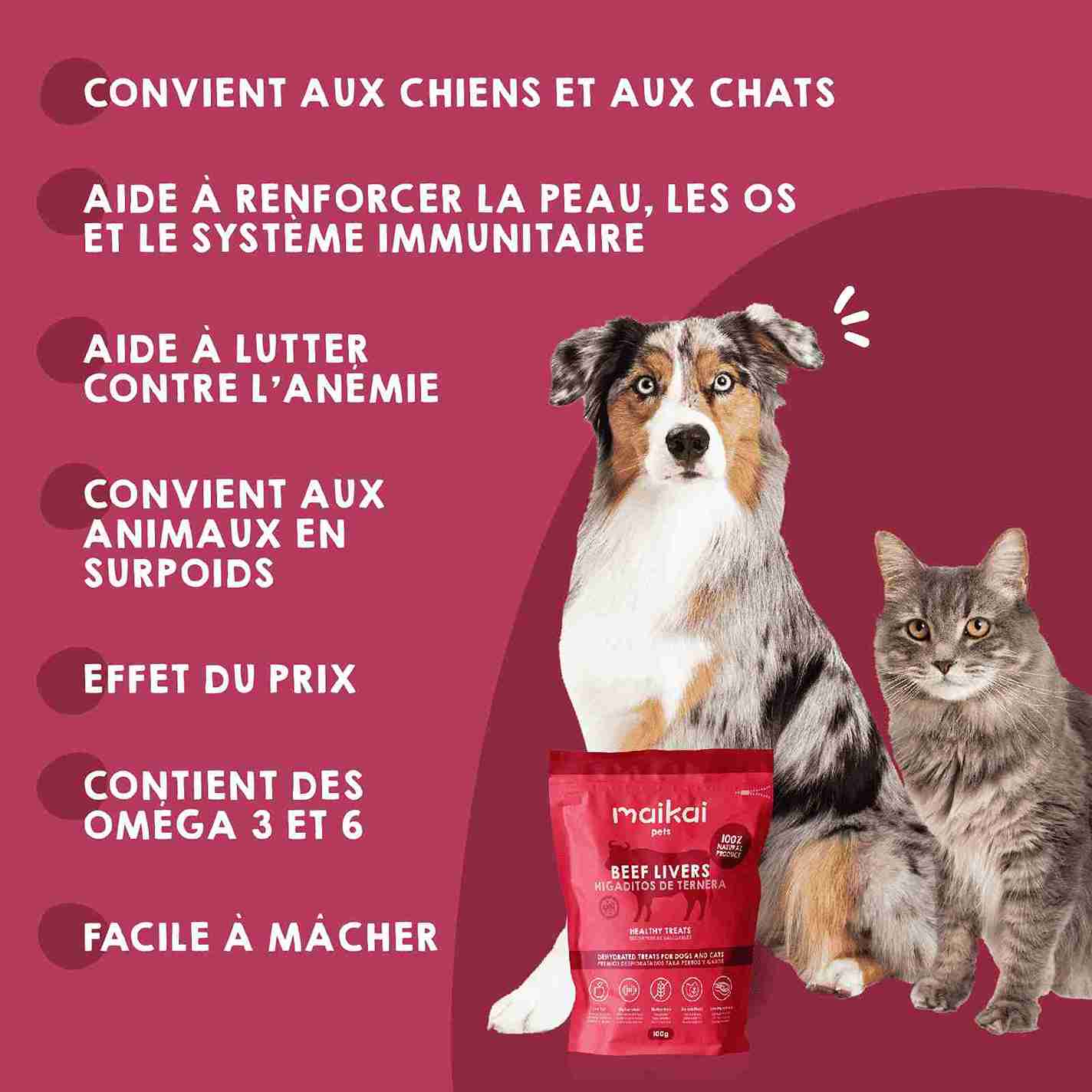 Snacks naturels de foies de veau pour chiens et chats
