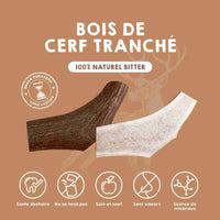 Bois de cerf fendu naturel pour chiens.