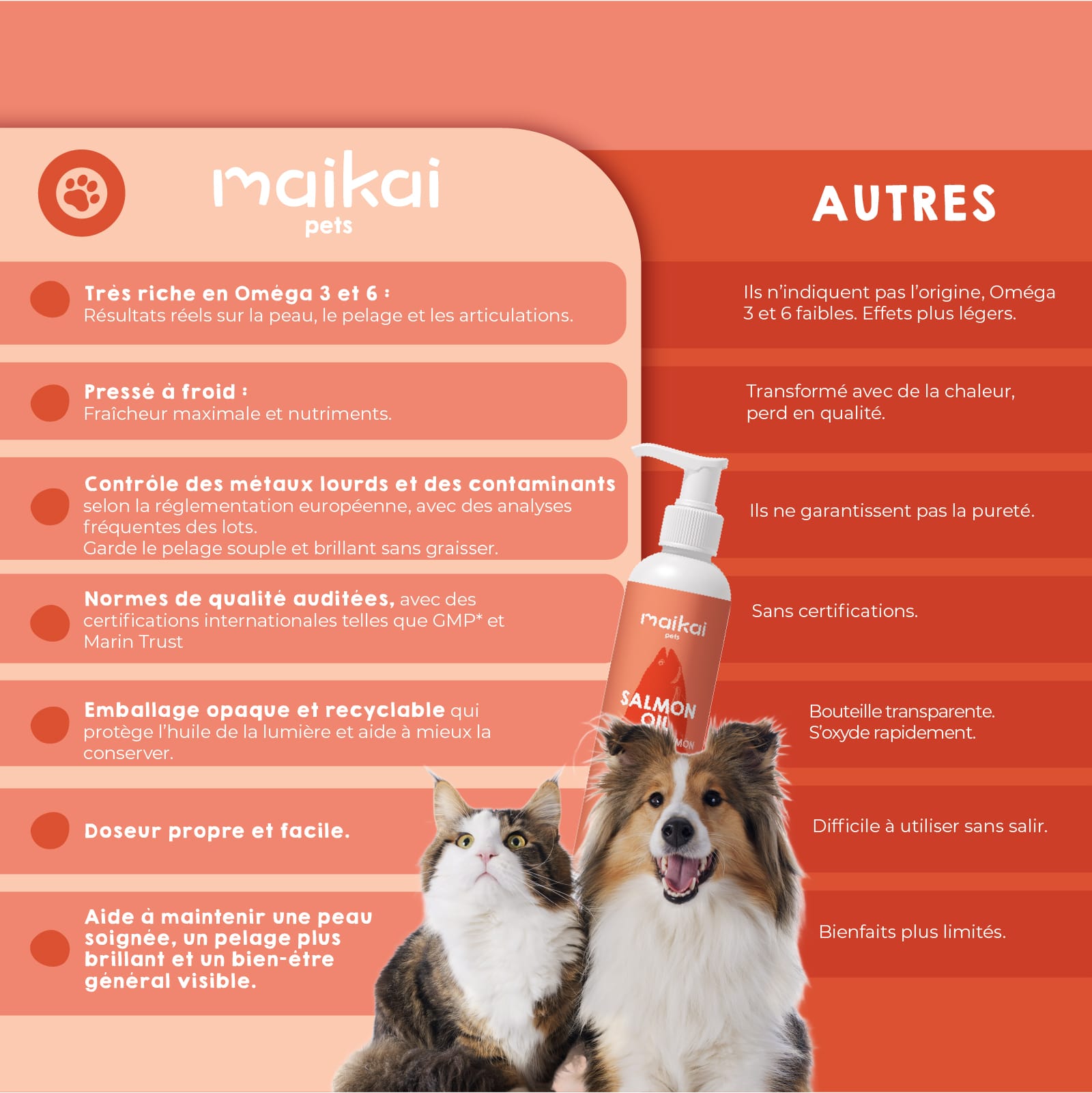 Comparaison des différentes huiles de saumon pour chiens et chats