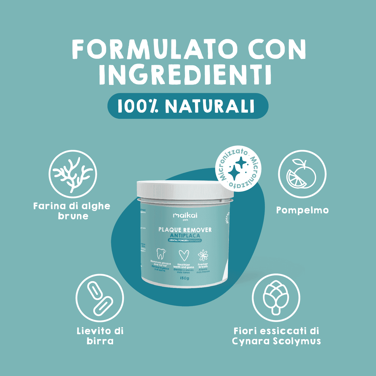 Antiplacca naturale per cani, rimuovi placca dentale