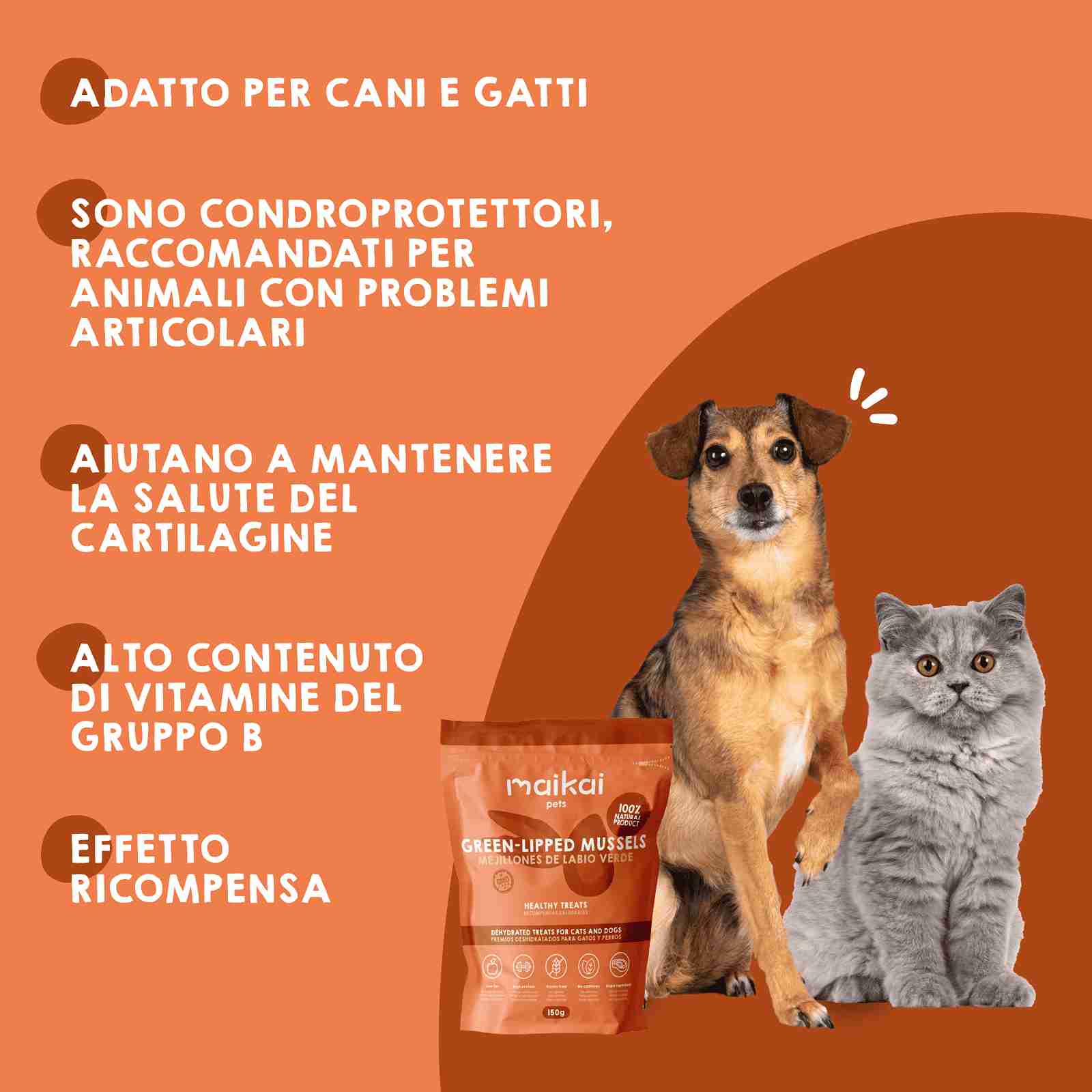 Cozze a labbro verde disidratate come snack per cani e gatti
