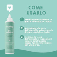 Liquido detergente naturale per l igiene delle orecchie di cani e gatti