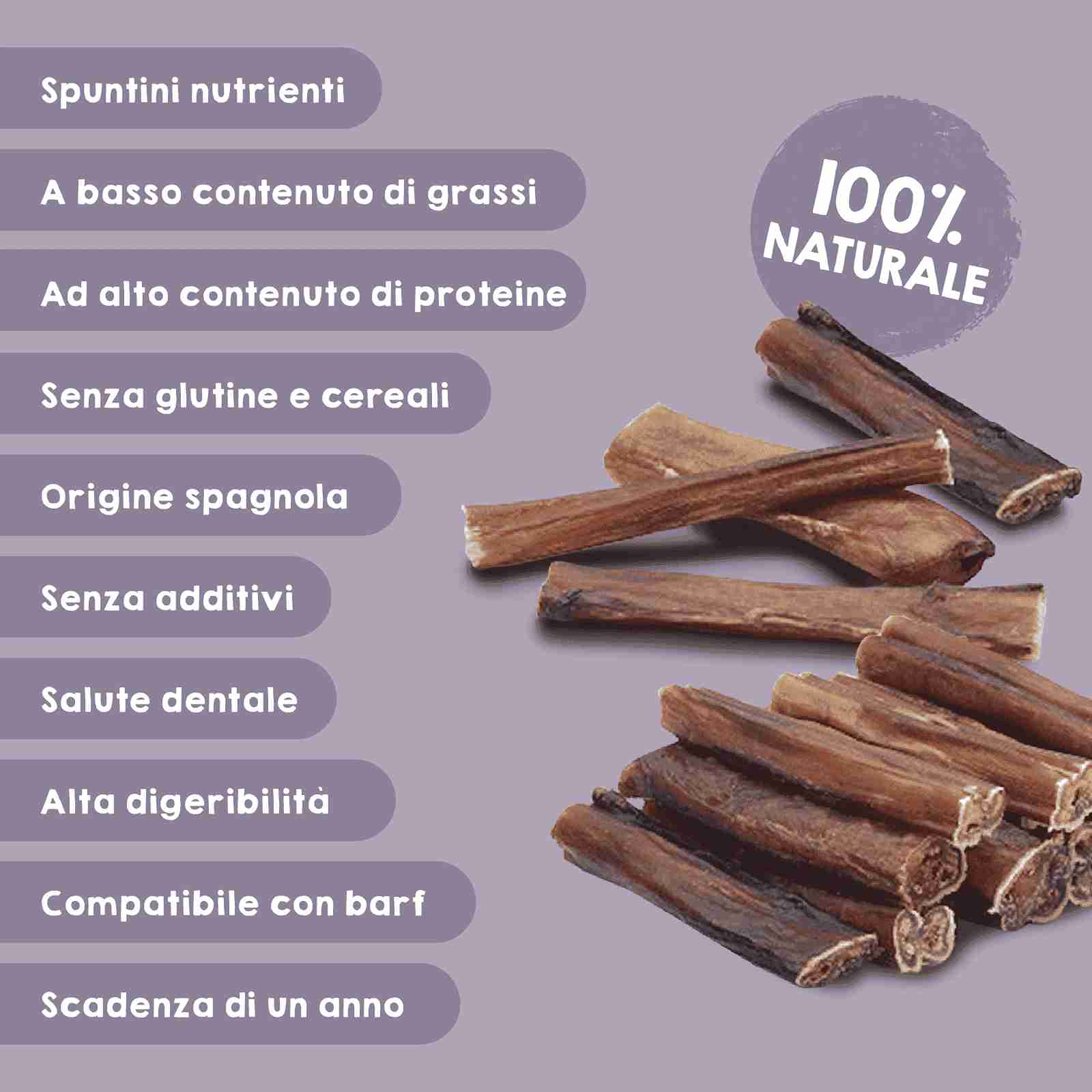 Nervo di toro naturale disidratato come snack per cani