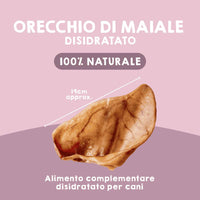 Giocattolo naturale da masticare in orecchie di maiale per cani