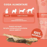 Premi naturali in rotolini di salmone per cani e gatti