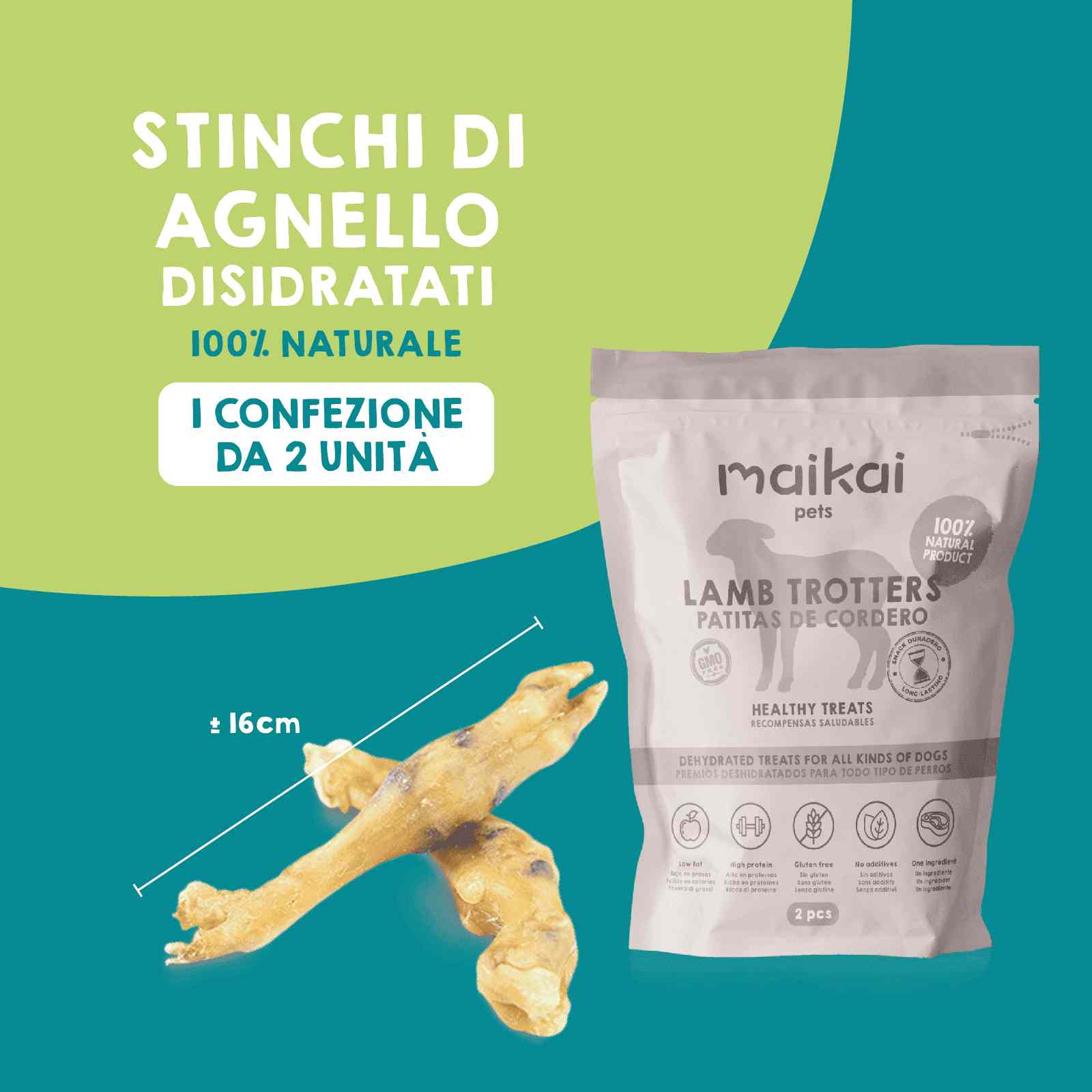 Scatola di premi essiccati e giocattoli da masticare naturali per cani.