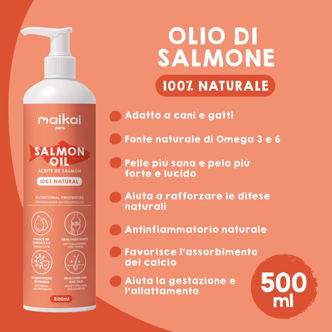 Snack con acciughe e olio di salmone per cani e gatti.