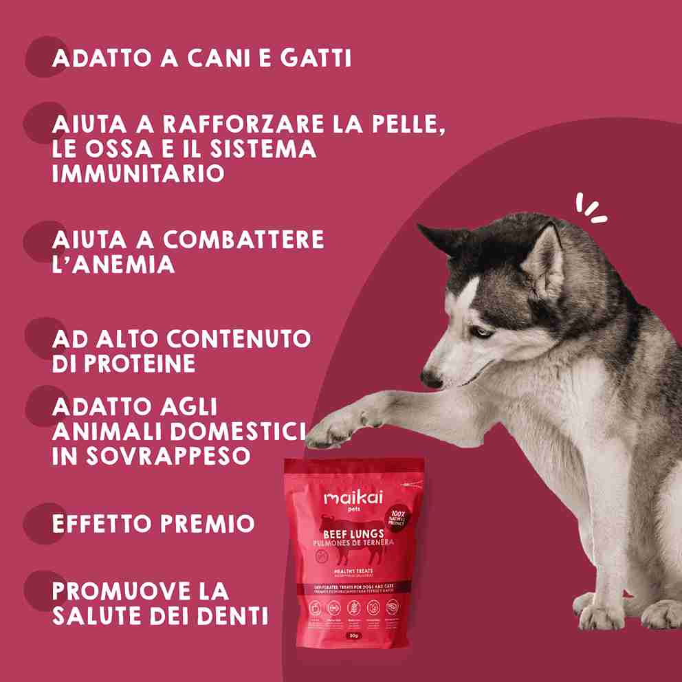 Snack naturali di polmoni di vitello per cani e gatti