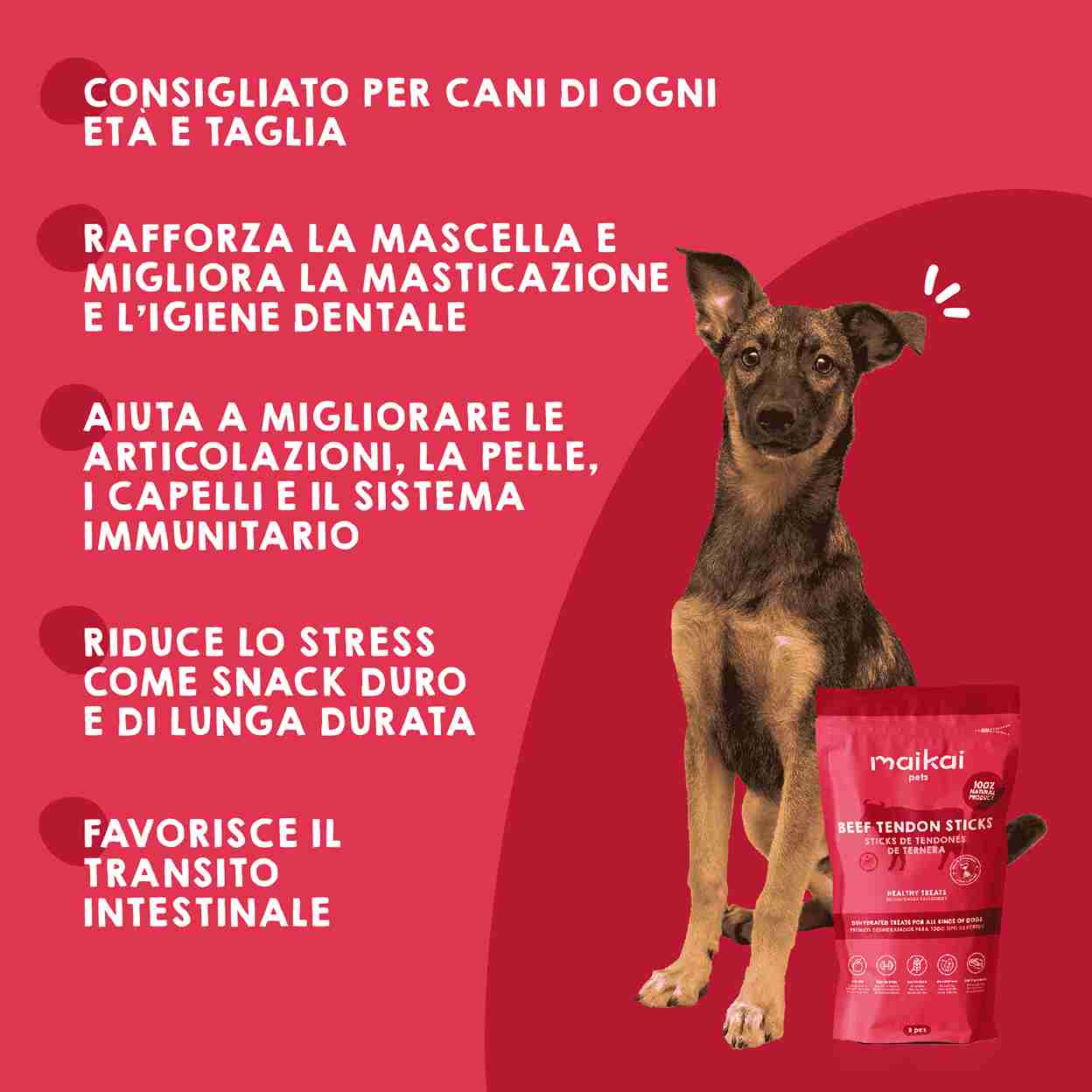 Snack naturale di tendine di vitello per cani
