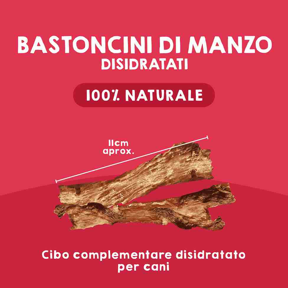 Tendini di vitello disidratati come snack naturale per cani