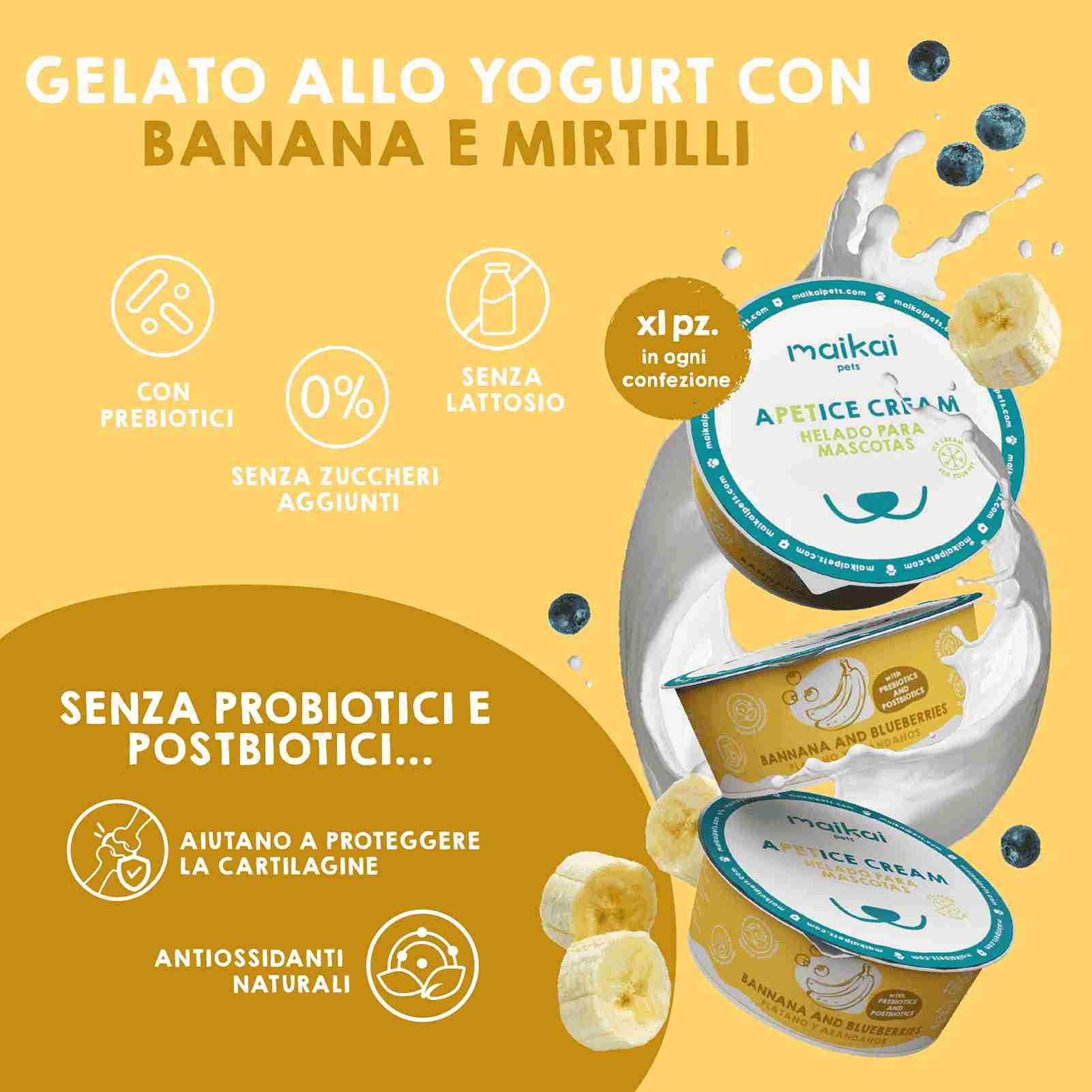 Yogurt gelato con probiotici per cani, 4 unità.